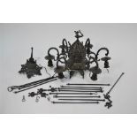 An antique six branch hanging candelabra