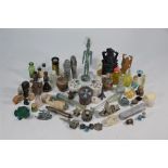 A quantity of collectables including Roman glass phials