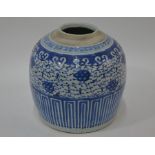 A 19th century Chinese blue and white ginger jar, late Qing