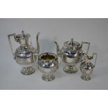 Victorian silver 4pc tea/coffee service, London 1872/77