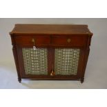 A Sheraton style cross-banded mahogany side cabinet