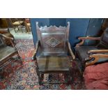 A 17th century and later oak wainscot armchair