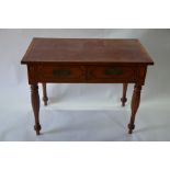 A Sheraton style ebony-strung inlay satinwood desk, 19th century