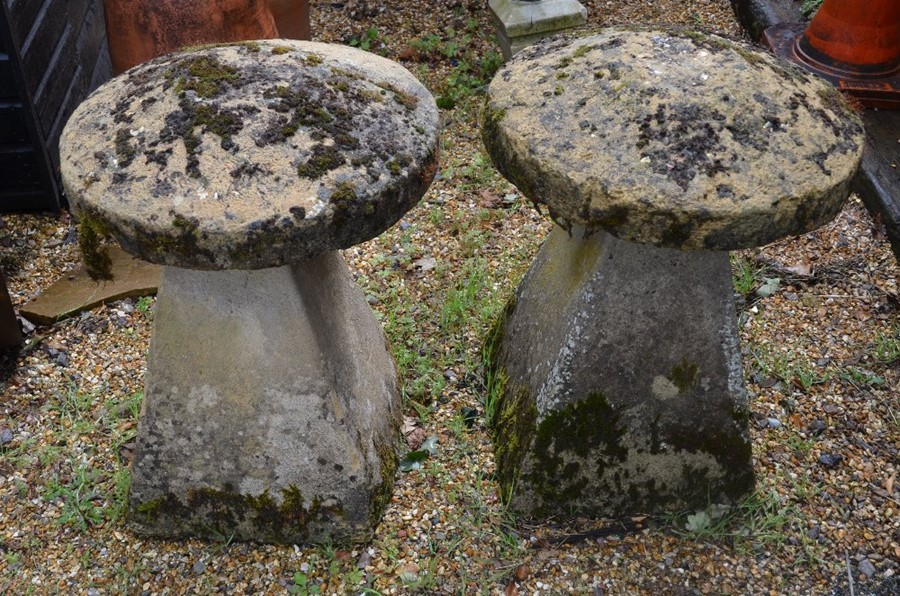 Two antique cut-stone staddle stones (2)