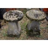 Two antique cut-stone staddle stones (2)