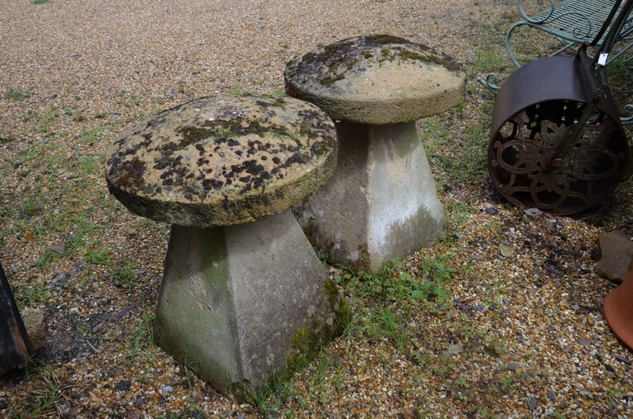 Two antique cut-stone staddle stones (2) - Image 2 of 3