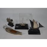 A Maltese .917 grade silver miniature sailing boat,