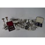 Arts & Crafts tea strainer and various other silver and plated items