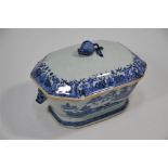 An 18th century Chinese export blue and white tureen and cover