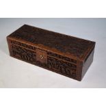 A Cantonese rectangular wood box and hinged cover, Qing dynasty