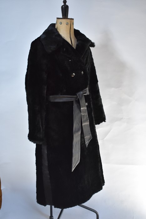 Lady's black shearling fur coat