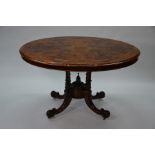 A small Victorian inlaid burr walnut breakfast table