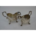 Pair of silver sauce boats London 1932