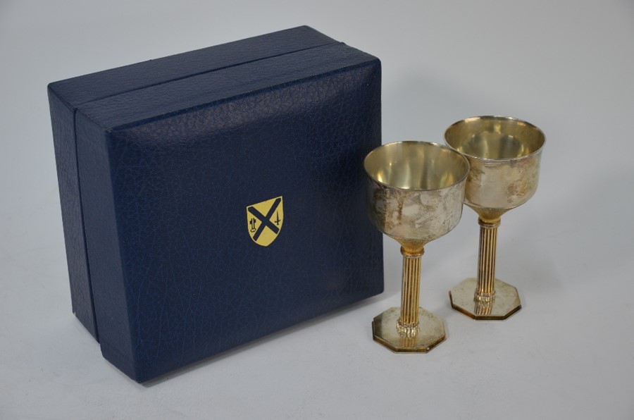 Pair of silver Wells Cathedral goblets