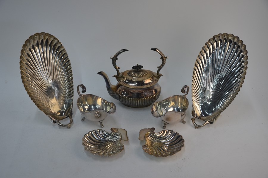 Italian .900 grade scallop serving dishes and electroplated wares