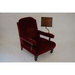 A Victorian fabric upholstered library armchair