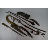 A selection of African tribal implements