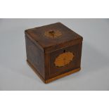 A Sheraton period mahogany cube tea caddy