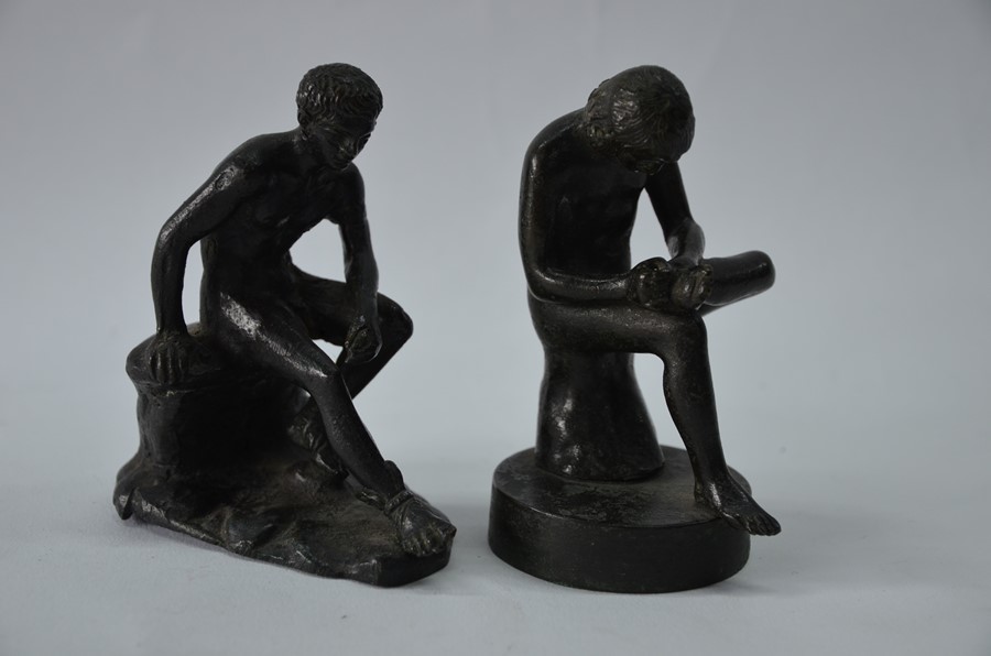 Two small bronze seated figures in the antique manner
