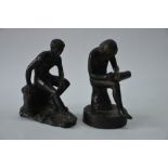 Two small bronze seated figures in the antique manner