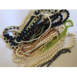 A selection of multi-coloured freshwater and other pearl necklaces