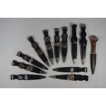 Twelve modern skean dhu knives