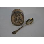Silver 'Nelson' trinket box and Victorian trifid spoon