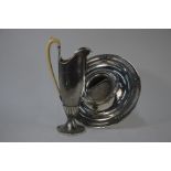 Continental Art Deco white metal ewer and basin