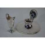 Silver capstan inkwell and cream jug