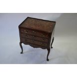 An antique Dutch marquetry two drawer (as three drawers) commode chest