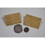 A Charles I halfcrown and a Roman bronze cenarius