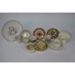 Various 19th century cups and saucers