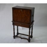 A 17th century and later burr walnut cabinet on stand