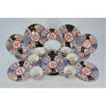 A part set of Victorian bone china Imari pattern tea-ware