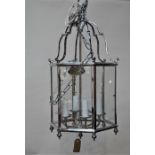 A quality chrome plated on brass Victorian style six sided barn lantern