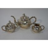 Chinese white metal three-piece tea service