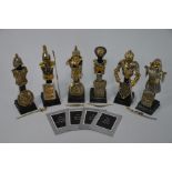 Six Franklin Mint pewter miniature replica armour sets