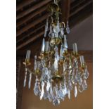 A good quality Italian bronze and crystal chandelier