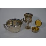 A Victorian Communion chalice and other silver