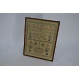 A fine 19th century alphabet sampler by Jemima Ashley, 10 years