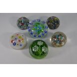 Collection of six glass paperweights