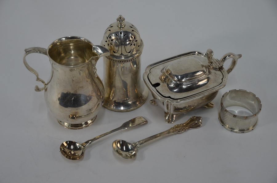 Silver cream jug, mustard, sugar caster, etc - Image 2 of 4