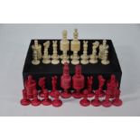 A set of 19th century turned and carved bone chessmen