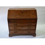 A George III mahogany bureau, 106 cm w x 105 cm h