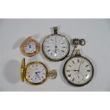 An unusual Edwardian silver pocket watch etc