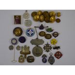 A collection of enamel and gilt metal badges