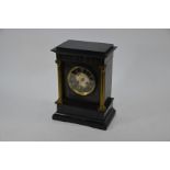 A late 19th century gilt-metal mounted slate mantel clock