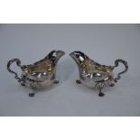 Newcastle Assay: Pair of George II sauce boats 1754