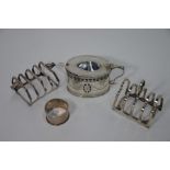 A large Adam Revival silver oval mustard and other items