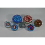 Eight various millefiori paperweights